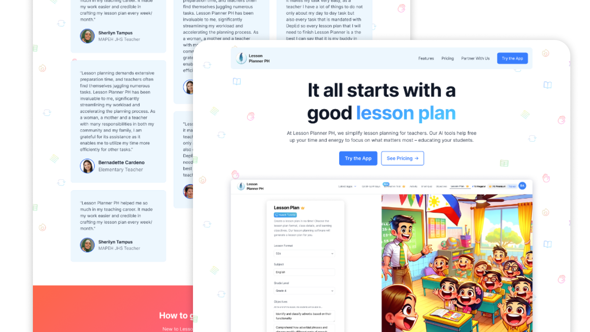 Lesson Planner PH high-fidelity landing page